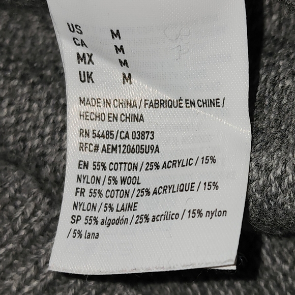 American Eagle Seriously Soft Gray Color Block 1/4 Button Mock Neck Sweater - Picture 5 of 6